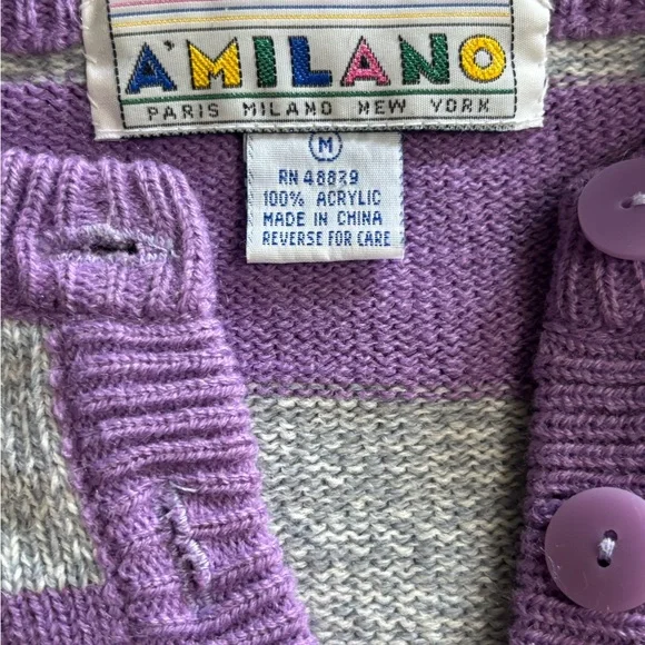 VINTAGE A’MILANO Striped Sweater Size M - Picture 6 of 8